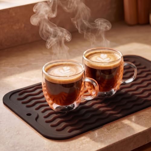 MicoYang Silicone Dish Drying Mat for Multiple Usage,Easy clean,Eco-friendly,Heat-resistant Silicone Mat for Kitchen Counter or Sink,Refrigerator or Drawer Liner Coffee S 12 inches x 6 inches - Image 6
