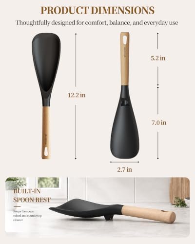 Astercook Cooking Spoon, 2 Pack, Nonstick Safe Silicone Spatula - Image 3