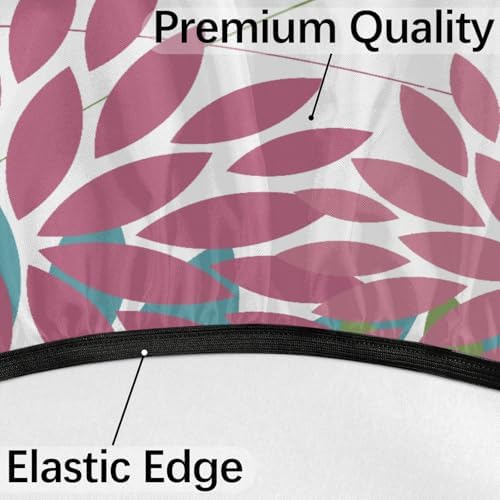 Round Tablecloth with Umbrella Hole and Zipper Elastic Fitted Table Cloth 36"-44" Oil-Proof Waterproof Patio Table Cover for Outdoor Picnic Party, Spring Summer Geometric Elegant Pink Green - Image 4