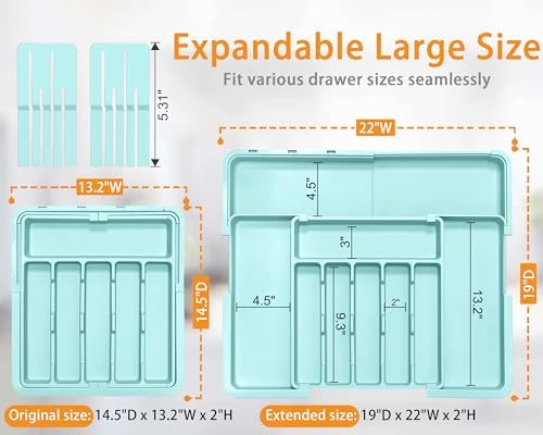 Homecor Silverware Organizer - Expandable Large Kitchen Drawer Organizer - Image 2