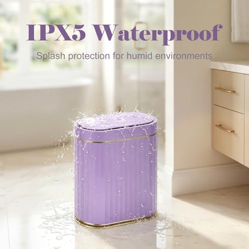 ELPHECO Bathroom Sensor Trash Can, 2 Gallon, Automatic Lid, Purple - Image 4