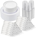 Fijinhom 350Pcs Silver Disposable Plates, Plastic Plastic Set for 50 Guests by Fijinhom