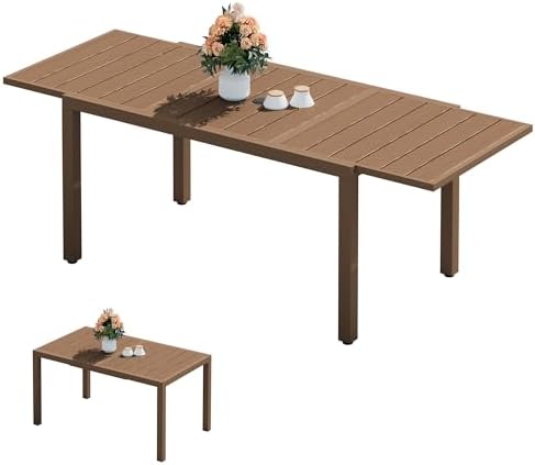 SERWALL 60" - 83" Outdoor Expandable Dining Table, Brown by SERWALL