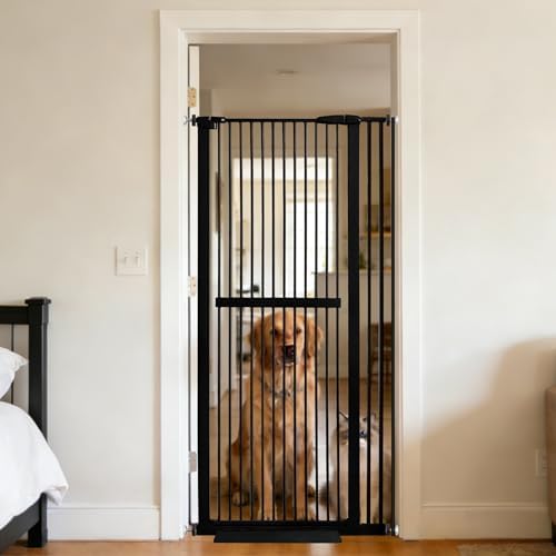Lumizone 61.02" Extra Tall Pet Gate for Cat Dog 30.12"-38.38" Wide Black by Lumizone