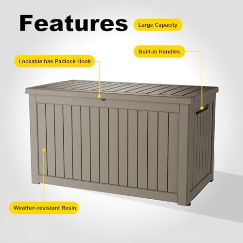 ROJIK Outdoor Storage Housing Deck Box,Waterproof Patio Furniture, Garden Tools,Cushions,Pool Accessories Storage Bench with Lockable Lid and Side Handles (Grey,280 Gal) - Image 7