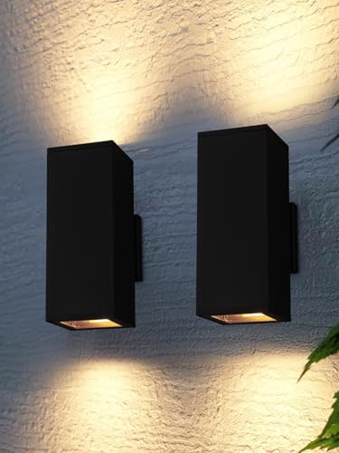 LEONLITE 2-Pack 12" Outdoor Rectangular Wall Light, Up and Down, E26 Base by LEONLITE