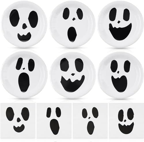 Roshtia 120 Pcs Ghost Paper Plates & Napkins Set, Serves 60, Classic Ghost by Roshtia
