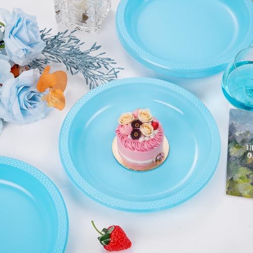 WELLIFE 10 Inch Light Blue Plastic Plates 50 Count - Image 4
