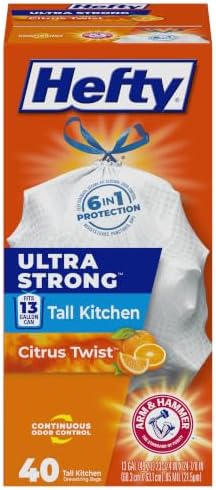 Hefty Ultra Strong Tall Kitchen Trash Bags - Citrus Twist, 13 Gallon, 40 Count by Hefty