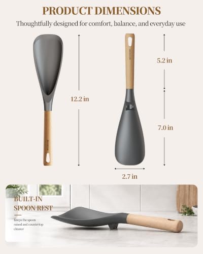 Astercook Cooking Spoon, 2 Pack, Nonstick Safe Silicone Spatula - Image 3