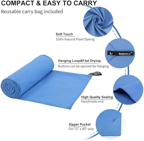 Rainleaf Microfiber Towel Quick Dry Camping & Travel & Gym Towel. Compact - Image 3