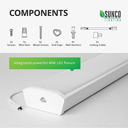 Sunco 10 Pack LED Shop Lights 4ft, Wraparound Fixtures, 40W=300W, Linkable - Image 4