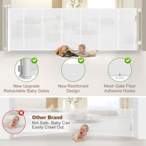 Miumoon 150 inch Reinforced Retractable Baby Gates 34 inch Tall - Image 2