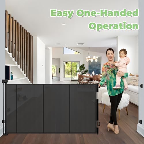 Reinforced 155" Extra Wide Baby Gate Retractable Dog Gate, Indoor/Outdoor - Image 5