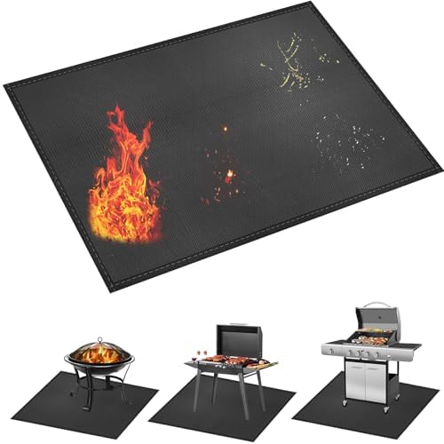 kanhiro Grill Mats for Outdoor Grill 59x39 Inch Fireproof Double-Sided Grill Matt and Deck Protector, Oil-Proof Waterproof BBQ, Grill Pad for Patio, Floor, Lawn Protection by KANHIRO