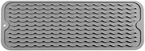 MicoYang Silicone Dish Drying Mat for Multiple Usage,Easy clean,Eco-friendly,Heat-resistant Silicone Mat for Kitchen Counter,Sink,Bar,Bottle,or Cup Grey M 17 inches x 6 inches by MicoYang