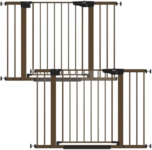 Cumbor 2 Pack 30-46" Baby Gate for Stairs, Auto Close Dog Gate Indoor Brown by Cumbor