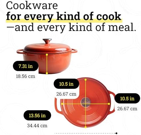 Lodge Essential Enamel Cast Iron Dutch Oven, 6 Quart, Poppy - Image 5