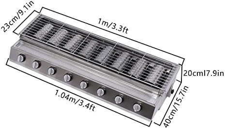 Outdoor Barbecue Grill, 8 Burner Gas Countertop Griddle Commercial Portable Grill Table Top Stainless Steel Propane Gas BBQ for Barbecue, Restaurants, Food Stalls, Buffets - Image 2