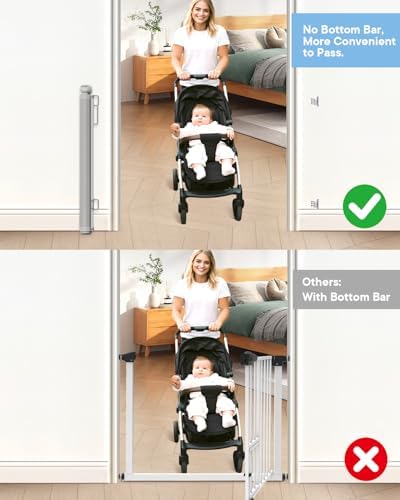 Extra Wide Retractable Baby Gate 71" Wide Fits Large Opening White - Image 6
