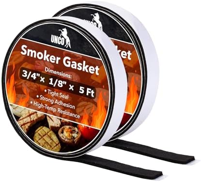 UNCO- Grill Gasket, 3/4"x 1/8", 2 Pack, 5 ft, Smoker Gasket Sealer High Temp, Easy to Cut, Strong Adhesion, Suitable for Most BBQ Grills and Smokers by Unco