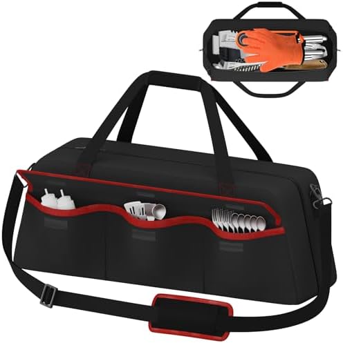 Grill Tool Storage Bag,Grill Utensil Storage Bag for Barbecue Tool up to 22",BBQ Utensil Storage Caddy with Pockets,Barbecue Utensil Case for Outdoor Grilling, Camping, Bag Only by Hidbot