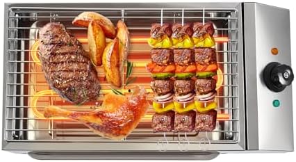 Indoor Electric Grill, 110V 1800W Commercial Griddle, Stainless Steel Removable Nonstick Grate with Removable Temperature Control, for Outdoor, Camping,for steak, chicken, sausage, patty, fish by ALSKXaxna