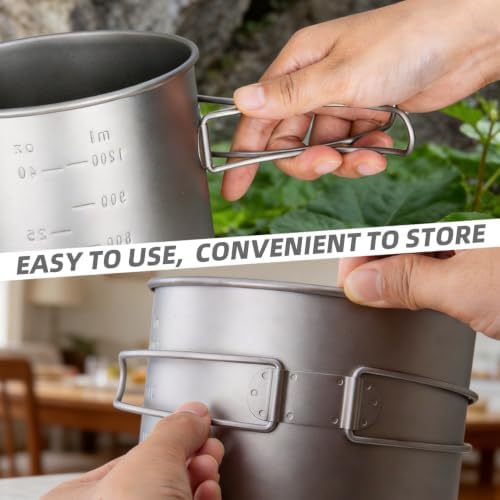 TiTo Titanium Pot and Pan 1200ml Camping Cookware Set with Folding Handle - Image 5