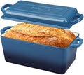 EDGING CASTING Enameled Cast Iron Dutch Oven, Oblong Bread Oven for Sourdough Bread Baking, Baking Pan, Dual Handles, Oven Safe, 4 Quart, Lake Blue by EDGINGCOOKWARE