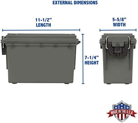 Sheffield 12626 Ammo Storage Box, Stackable .30 Cal Field Boxes, Water and Dust Resistant, Lockable Storage Box with Handle, Secures Hunting Gear, Supplies, and Bullets, Made in USA, Green(Pack of 6) - Image 2