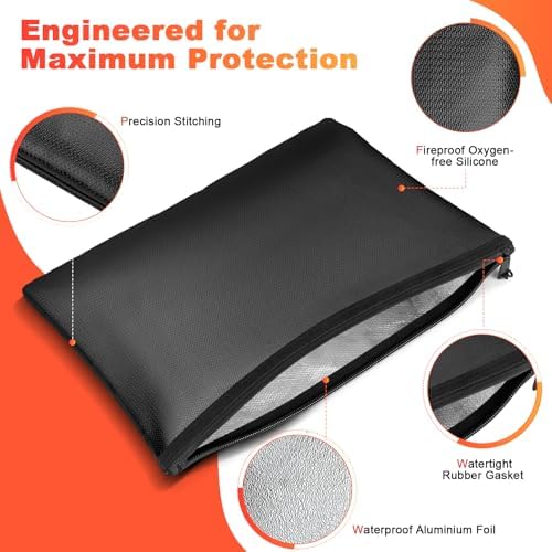 Fireproof Money Document Bag with Waterproof Zipper, 13.5" x 10" - Image 4