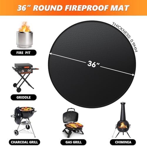 36" Fire Pit Mat for Solo Stove Bonfire, Double-Sided Fireproof Under Grill Mat Deck Patio Protector Pad, Round BBQ Mat for Solo Stove Accessories, Easy to Clean, Reusable (0.9mm) - Image 6
