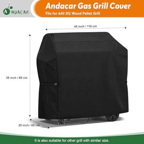 Charcoal Grills Cover for 440 SQ Wood Pellet Grill, Waterproof Outdoor Grill Cover BBQ Grill Cover Barbeque Grill Cover (Cover Only) - 45" L×25" W×35" H, Black - Image 3