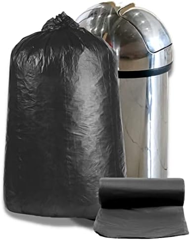 Plasticplace 32-33 Gallon Trash Bags │ 16 Microns │ Black High Density Garbage Can Liners │ 33” x 40” (250 Count) by Plasticplace