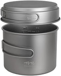 TiTo Titanium Pot and Pan 1200ml Camping Cookware Set with Folding Handle by TiToTitanium