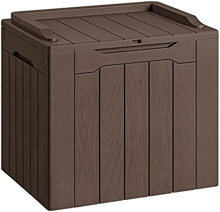 Devoko 30 Gallon Resin Deck Box Outdoor Indoor Waterproof Storage Box for Patio Furniture Pool Accessories Storage for Cushion Garden Tools (30 Gallon, Brown) by DEVOKO