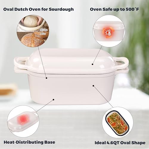 Oval Enameled Cast Iron Dutch Oven for Sourdough Bread Baking - Image 5