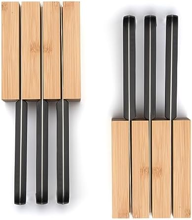 Purawood Premium Bamboo Knife Block Inserts, 2 Pack, Compatible with Expandable Drawer Organizer & Utensil Organizer, Cutlery Tray with Dividers for Kitchen Utensils & Flatware (Natural) - Image 3