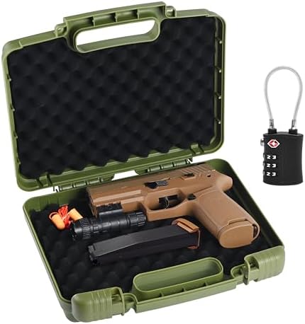 Kinghardcase 9mm Gun Case Lockable, TSA Approved Firearm Travel Case with TSA Lock, Pistol Case Hard Shell, Gun Safe for Handgun, Pistol, Revolver - Shockproof Gun Storage by Kinghardcase