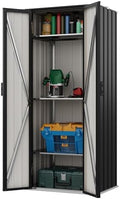 Devoko 28 CU FT Storage Cabinet, Metal Storage Shed with 3 Adjustable Shelves, for Patio Garden Backyard, Black by DEVOKO