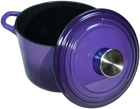 Flavehc Dutch Oven Pot with Lid 1.8 Qt Cast Iron Dutch Oven for Bread Baking, Purple Enameled Cast Iron Rice Pot, Small Deep Dutch Oven for Rice, Beans & Side Dishes - Image 5