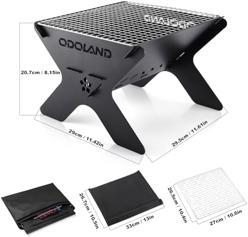 Odoland Camping Campfire Grill, Portable Folding Charcoal Grills for BBQ - Image 3