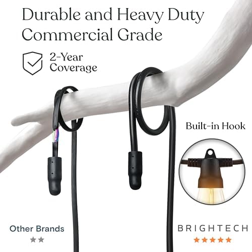 Brightech Ambience Pro Super Bright Solar - 48Ft Remote Control Outdoor String Lights with 15 Shatterproof S14 Bulbs, Commercial Grade LED, Waterproof Patio Lights, 4W Soft White for Patios, Gardens - Image 3