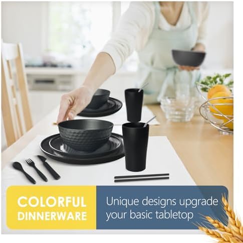 Teivio 96-Piece Plates and Bowls Sets for 8, with Flatware Dinnerware Sets - Image 4