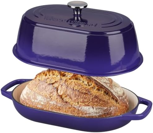 VORRINGARD Enameled Cast Iron Dutch Oven Pot with Dome Lid, Oval Bread Oven for Homemade Sourdough Bread Baking, Oven Safe up to 500°F, 6 Quart, Purple by Unknown