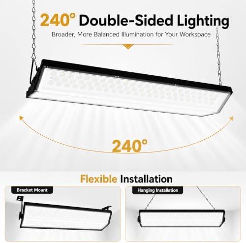 LED Shop Lights, 125W 17500LM Double-Sided Linkable Garage Lighting 2 Pack - Image 7