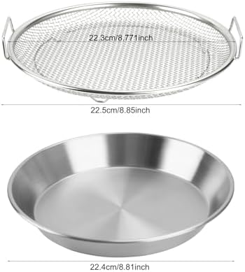 Oil Filter Tray, Stainless Steel Mesh Drain Basket Colanders Air Fryer Accessories for Fried Food Draining Rack Barbecue Grill Tray Net Draining Pan Strainer for Vegetable Dessert (8.7 Inch) - Image 3