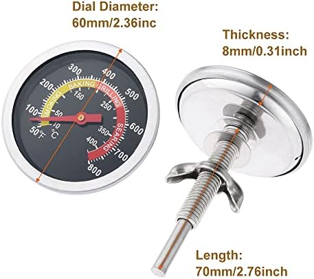 2-3/8" Face 800F Charcoal BBQ Thermometer,2PCS Barbecue Temperature Gauge - Image 5