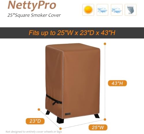 NetttyPro Electric Smoker Cover 40 inch for Outside, 25" W x 23" D x 43" H - Image 6