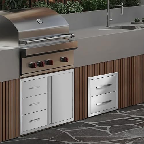 Outdoor Kitchen Drawers 14" W x 14.3" H x 23" D Built-in BBQ Drawer Stainless Steel Access Drawers for Outdoor Kitchen Island or Grill Station - Image 2